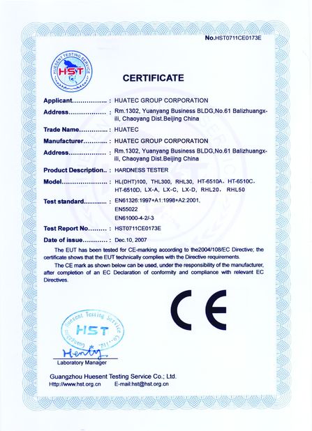 Trung Quốc HUATEC GROUP CORPORATION Chứng chỉ